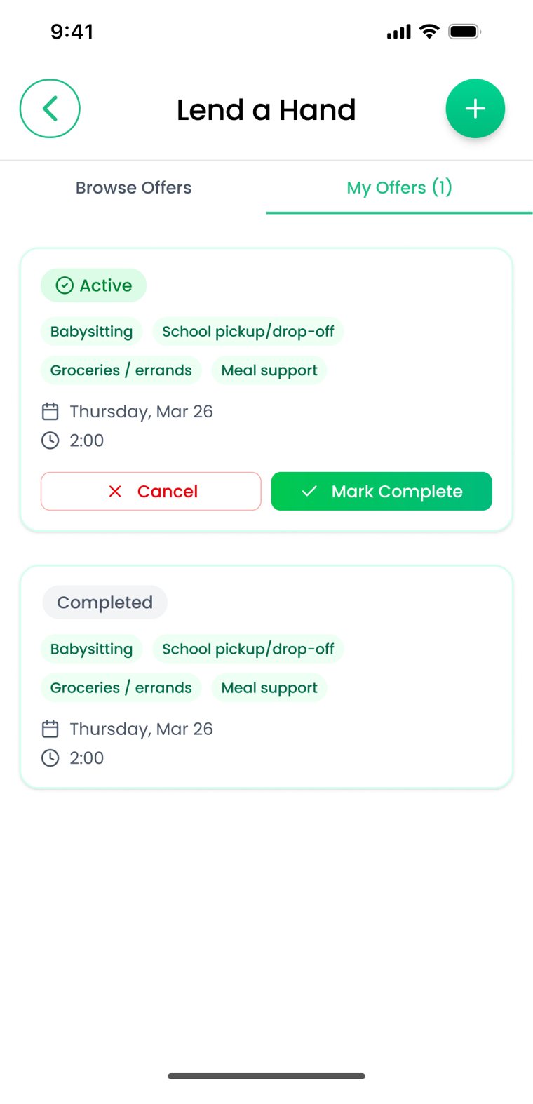 Offering help through Lend a Hand in the Haven app.